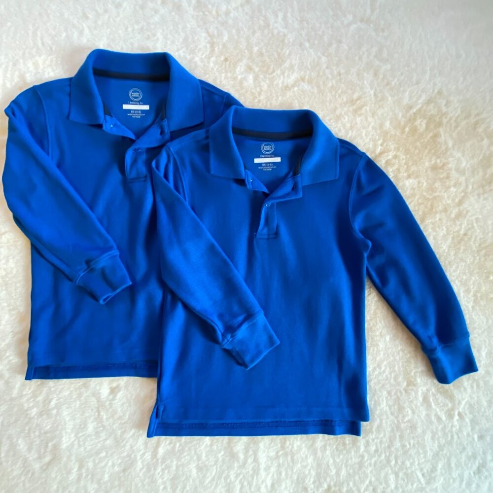 Wonder Nation boy's size 5 blue long-sleeved polo shirts bundle School Uniform